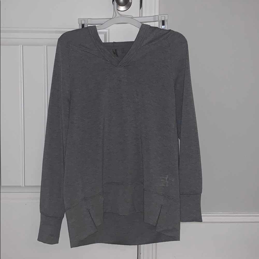 gray athletic sweatshirt
